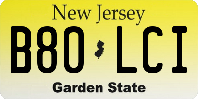 NJ license plate B80LCI