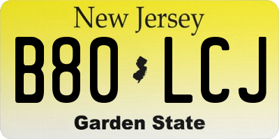 NJ license plate B80LCJ