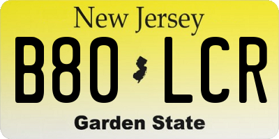NJ license plate B80LCR