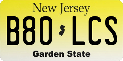 NJ license plate B80LCS