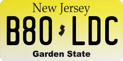 NJ license plate B80LDC
