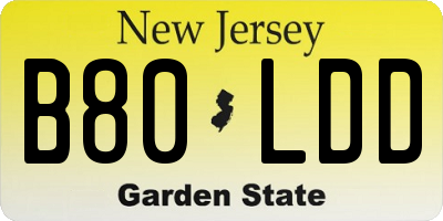 NJ license plate B80LDD