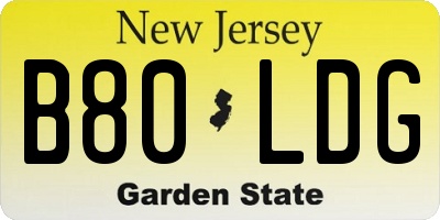 NJ license plate B80LDG