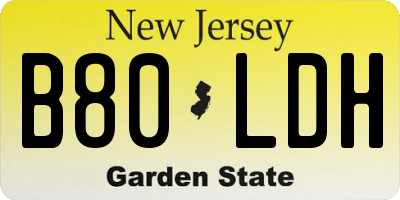NJ license plate B80LDH