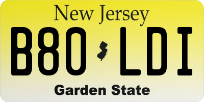 NJ license plate B80LDI