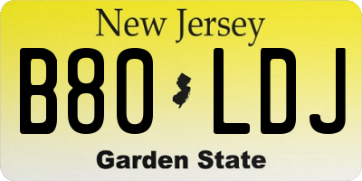NJ license plate B80LDJ