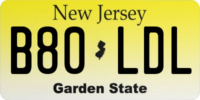 NJ license plate B80LDL