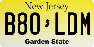 NJ license plate B80LDM