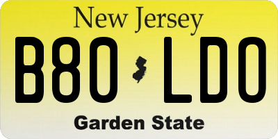 NJ license plate B80LDO