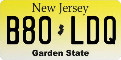 NJ license plate B80LDQ