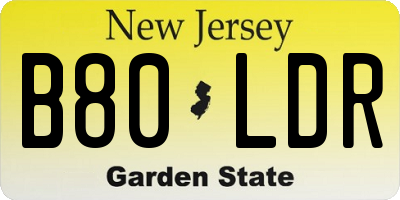 NJ license plate B80LDR