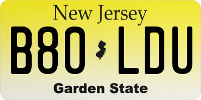 NJ license plate B80LDU