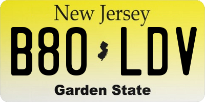 NJ license plate B80LDV