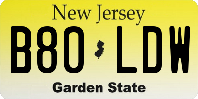 NJ license plate B80LDW