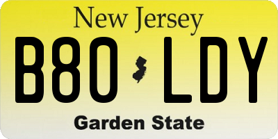 NJ license plate B80LDY