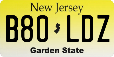 NJ license plate B80LDZ