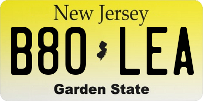 NJ license plate B80LEA