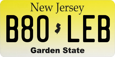 NJ license plate B80LEB