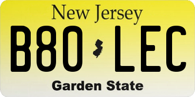 NJ license plate B80LEC