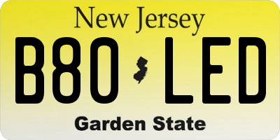 NJ license plate B80LED