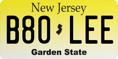 NJ license plate B80LEE