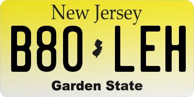 NJ license plate B80LEH