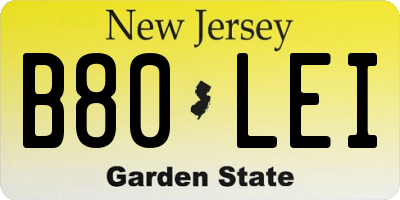 NJ license plate B80LEI