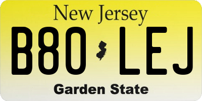 NJ license plate B80LEJ
