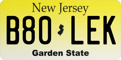 NJ license plate B80LEK