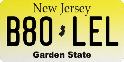 NJ license plate B80LEL