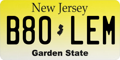 NJ license plate B80LEM