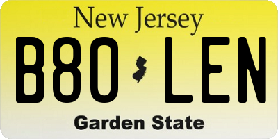 NJ license plate B80LEN