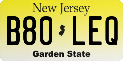 NJ license plate B80LEQ