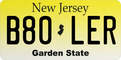 NJ license plate B80LER