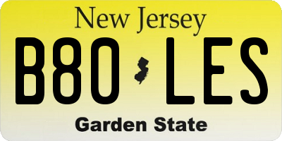 NJ license plate B80LES