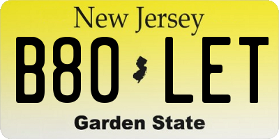 NJ license plate B80LET