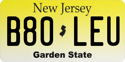 NJ license plate B80LEU