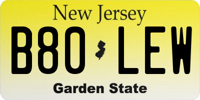 NJ license plate B80LEW