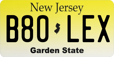 NJ license plate B80LEX