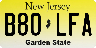 NJ license plate B80LFA
