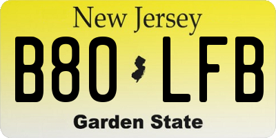 NJ license plate B80LFB