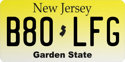 NJ license plate B80LFG