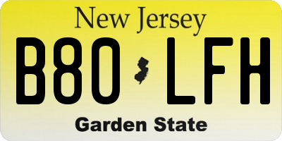 NJ license plate B80LFH