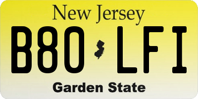 NJ license plate B80LFI