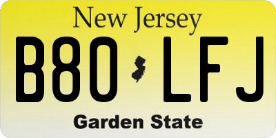 NJ license plate B80LFJ