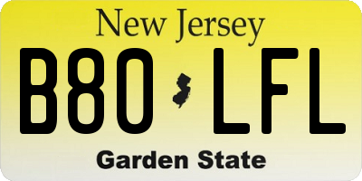 NJ license plate B80LFL