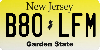 NJ license plate B80LFM