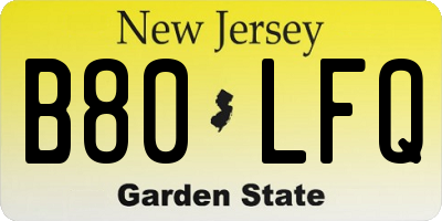 NJ license plate B80LFQ