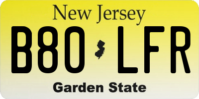 NJ license plate B80LFR