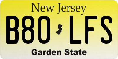 NJ license plate B80LFS
